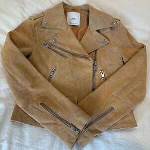 Mango Genuine Leather Suede Moto Jacket XXS - Like new!